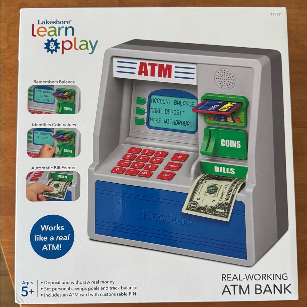 Learn & Play ATM Bank Toy - Blue and Gray